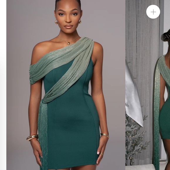 JLUXLABEL Green One Shoulder Sleeveless Dress - Picture 4 of 8